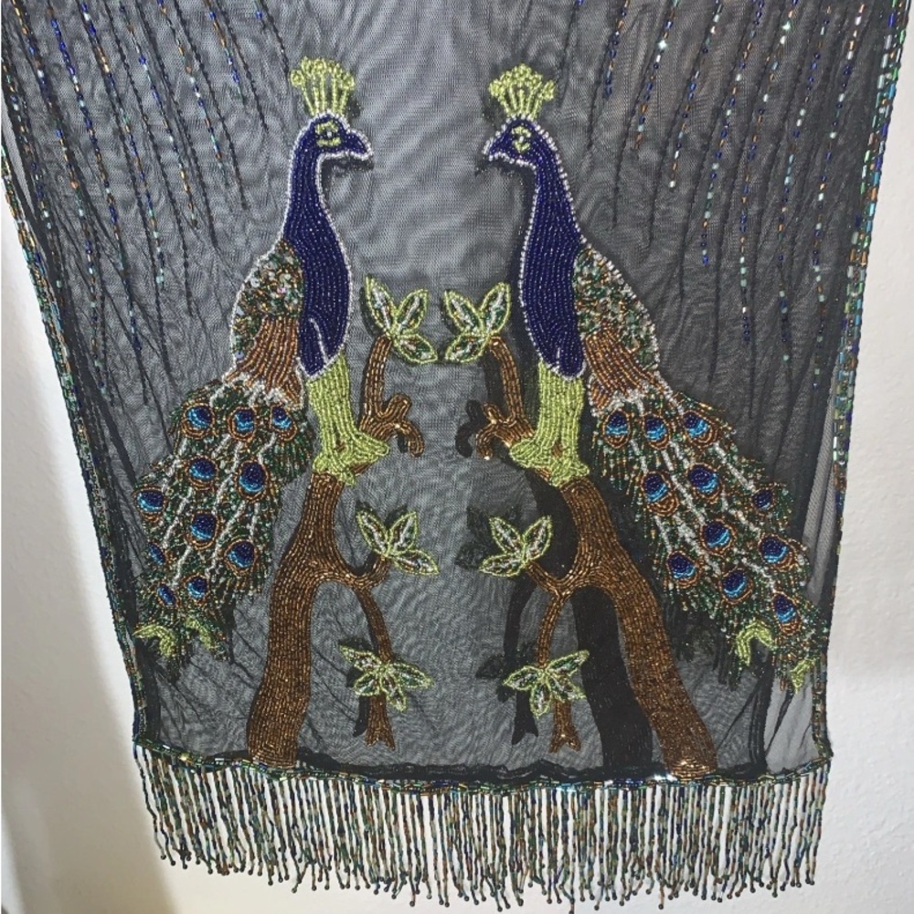 *Beautiful* Beaded Peacock Scarf